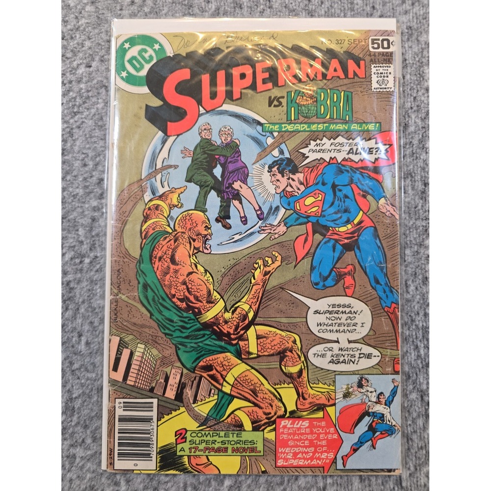 DC Vintage SUPERMAN vs KOBRA Comic Book #327 September 1978 DEADLIEST MAN ALIVE